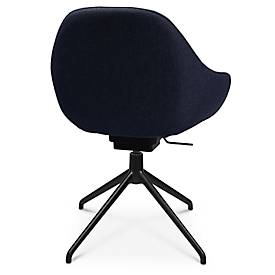 Konferenzsessel Topstar Sitness Life 2.0, dreh-/sitzhöhenverstellbar, Armlehnen, B 450 x T 460 x H 440-470 mm, 4-Fußgestell, Alu schwarz-matt & Stoff, d.blau