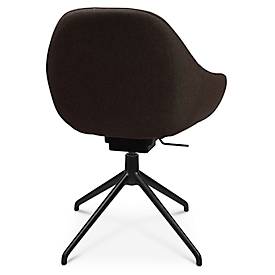 Konferenzsessel Topstar Sitness Life 2.0, dreh-/sitzhöhenverstellbar, Armlehnen, B 450 x T 460 x H 440-470 mm, 4-Fußgestell, Alu schwarz-matt & Stoff, d.braun