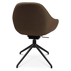 Konferenzsessel Topstar Sitness Life 2.0, dreh-/sitzhöhenverstellbar, Armlehnen, B 450 x T 460 x H 440-470 mm, 4-Fußgestell, Alu schwarz-matt & Stoff, h.braun