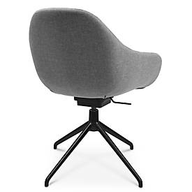 Konferenzsessel Topstar Sitness Life 2.0, dreh-/sitzhöhenverstellbar, Armlehnen, B 450 x T 460 x H 440-470 mm, 4-Fußgestell, Alu schwarz-matt & Stoff, h.grau