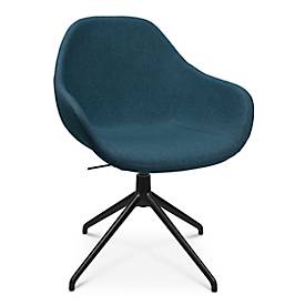 Konferenzsessel Topstar Sitness Life 2.0, dreh-/sitzhöhenverstellbar, Armlehnen, B 450 x T 460 x H 440-470 mm, 4-Fußgestell, Alu schwarz-matt & Stoff, petrol