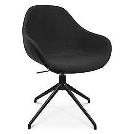 Konferenzsessel Topstar Sitness Life 2.0, dreh-/sitzhöhenverstellbar, Armlehnen, B 450 x T 460 x H 440-470 mm, 4-Fußgestell, Alu schwarz-matt & Stoff, schwarz
