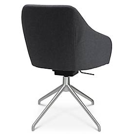 Konferenzsessel Topstar Sitness Life 2.1, dreh-/sitzhöhenverstellbar, Armlehnen, B 350-480 x T 460 x H 460-490 mm, 4-Fußgestell, Alu matt & Stoff, anthr.