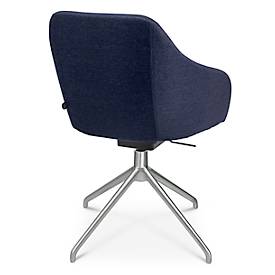 Konferenzsessel Topstar Sitness Life 2.1, dreh-/sitzhöhenverstellbar, Armlehnen, B 350-480 x T 460 x H 460-490 mm, 4-Fußgestell, Alu matt & Stoff, d.blau