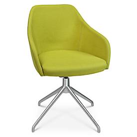 Konferenzsessel Topstar Sitness Life 2.1, dreh-/sitzhöhenverstellbar, Armlehnen, B 350-480 x T 460 x H 460-490 mm, 4-Fußgestell, Alu matt & Stoff, gelb