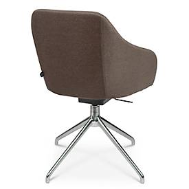 Konferenzsessel Topstar Sitness Life 2.1, dreh-/sitzhöhenverstellbar, Armlehnen, B 350-480 x T 460 x H 460-490 mm, 4-Fußgestell, Alu poliert & Stoff, braun