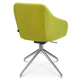 Konferenzsessel Topstar Sitness Life 2.1, dreh-/sitzhöhenverstellbar, Armlehnen, B 350-480 x T 460 x H 460-490 mm, 4-Fußgestell, Alu poliert & Stoff, gelb