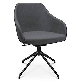 Konferenzsessel Topstar Sitness Life 2.1, dreh-/sitzhöhenverstellbar, Armlehnen, B 350-480 x T 460 x H 460-490 mm, 4-Fußgestell, Alu schwarz-matt & Stoff, anthr.