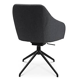 Konferenzsessel Topstar Sitness Life 2.1, dreh-/sitzhöhenverstellbar, Armlehnen, B 350-480 x T 460 x H 460-490 mm, 4-Fußgestell, Alu schwarz-matt & Stoff, anthr.