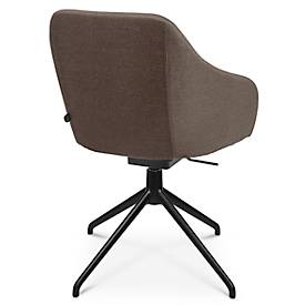 Konferenzsessel Topstar Sitness Life 2.1, dreh-/sitzhöhenverstellbar, Armlehnen, B 350-480 x T 460 x H 460-490 mm, 4-Fußgestell, Alu schwarz-matt & Stoff, braun