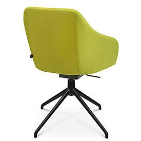 Konferenzsessel Topstar Sitness Life 2.1, dreh-/sitzhöhenverstellbar, Armlehnen, B 350-480 x T 460 x H 460-490 mm, 4-Fußgestell, Alu schwarz-matt & Stoff, gelb