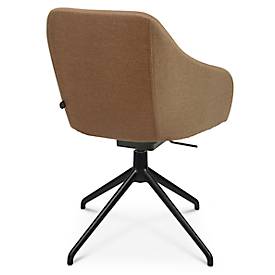 Konferenzsessel Topstar Sitness Life 2.1, dreh-/sitzhöhenverstellbar, Armlehnen, B 350-480 x T 460 x H 460-490 mm, 4-Fußgestell, Alu schwarz-matt & Stoff, h.braun
