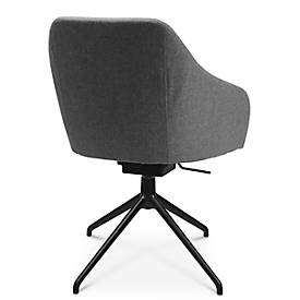 Konferenzsessel Topstar Sitness Life 2.1, dreh-/sitzhöhenverstellbar, Armlehnen, B 350-480 x T 460 x H 460-490 mm, 4-Fußgestell, Alu schwarz-matt & Stoff, h.grau