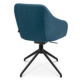 Konferenzsessel Topstar Sitness Life 2.1, dreh-/sitzhöhenverstellbar, Armlehnen, B 350-480 x T 460 x H 460-490 mm, 4-Fußgestell, Alu schwarz-matt & Stoff, petrol