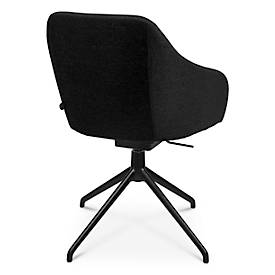 Konferenzsessel Topstar Sitness Life 2.1, dreh-/sitzhöhenverstellbar, Armlehnen, B 350-480 x T 460 x H 460-490 mm, 4-Fußgestell, Alu schwarz-matt & Stoff, schwarz