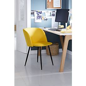 Konferenzstuhl, 2er-Set, B 570 x T 540 x H 810 mm, gepolstert, Gestell schwarz, Stoffbezug safran