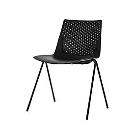 Konferenzstuhl, 4er-Set, B 515 x T 535 x H 820 mm, stapelbar bis zu 4 Stück, Polypropylen & Stahl lackiert, schwarz