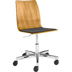 Konferenzstuhl Topstar 410, höhenverstellbar, Sitz m. Polsterauflage, eiche-anthr./-hellgr.