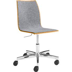 Konferenzstuhl Topstar 420, höhenverstellbar, Sitz/Rücken m. Polsterauflage, eiche-anthr./-hellgr.