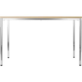 Konferenztisch, bis 4 Personen, Rechteck, 4-Fuß Quadratrohr, B 1200 x T 800 x H 720 mm, Ahorn/chromsilber