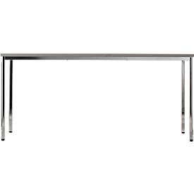 Konferenztisch, bis 6 Personen, Rechteck, 4-Fuß Quadratrohr, B 1600 x T 800 x H 720 mm, lichtgrau/chromsilber