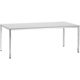 Konferenztisch, bis 6 Personen, Rechteck, 4-Fuß Quadratrohr, B 2000 x T 800 x H 720 mm, lichtgrau/chromsilber