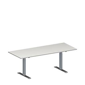Konferenztisch MODENA FLEX, höhenverstellbar, rechteckig, T-Fuß, B 2000 x T 800 mm, lichtgrau