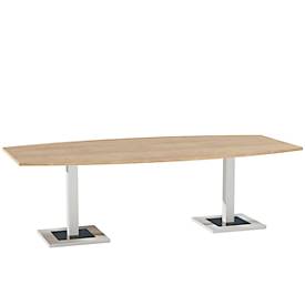 Konferenztisch Quandos Bootsform, B 2400 x T 1200 mm, Eiche-Masonic