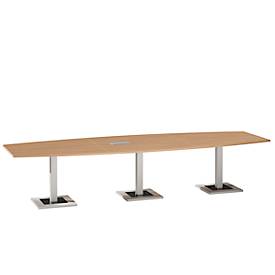 Konferenztisch Quandos Bootsform, B 3500 x T 1200 mm, Kirsche-Romana