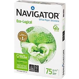 Kopierpapier Navigator Eco-Logical, DIN A4, 75 g/m², hochweiß, 1 Karton = 5 x 500 Blatt