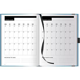 Korsch Projekt- und Meetingplaner, DIN A5, 200 Seiten, FSC-Papier, Leinenstruktur, Farbschnittkante, Gummiband & Stiftehalter, blau