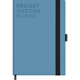 Korsch Projekt- und Meetingplaner, DIN A5, 200 Seiten, FSC-Papier, Leinenstruktur, Farbschnittkante, Gummiband & Stiftehalter, blau