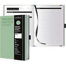 Korsch Projekt- und Meetingplaner, DIN A5, 200 Seiten, FSC-Papier, Leinenstruktur, Farbschnittkante, Gummiband & Stiftehalter, salbei