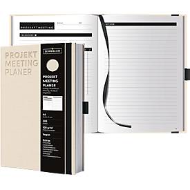 Korsch Projekt- und Meetingplaner, DIN A5, 200 Seiten, FSC-Papier, Leinenstruktur, Farbschnittkante, Gummiband & Stiftehalter, sandbeige