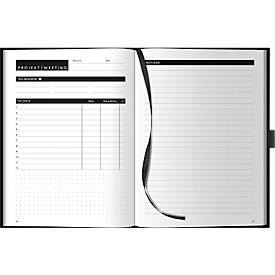 Korsch Projekt- und Meetingplaner, DIN A5, 200 Seiten, FSC-Papier, Leinenstruktur, Farbschnittkante, Gummiband & Stiftehalter, schwarz