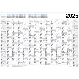 Korsch Wandtimer 2025, Jahresplaner, 14 Monate, mit Ferienterminen, B 970 x H 670 mm