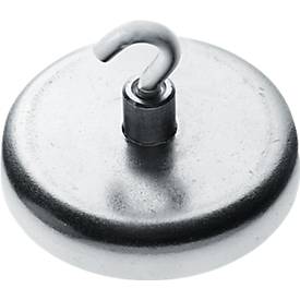 Kraftmagnet mit Haken, Ø 25 mm, Haftkraft ca. 4 kg, verzinkt, 5 Stück