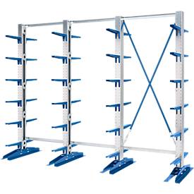 Kragarmregal KRM, doppelseitig, 3 Regalhöhen und -längen, Kragarmlänge 400 o. 500 mm