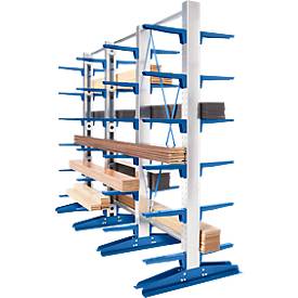 Kragarmregal KRM, doppelseitig, 3 Regalhöhen und -längen, Kragarmlänge 400 o. 500 mm