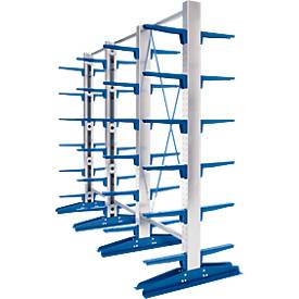 Kragarmregal KRM, doppelseitig, 3 Regalhöhen und -längen, Kragarmlänge 400 o. 500 mm