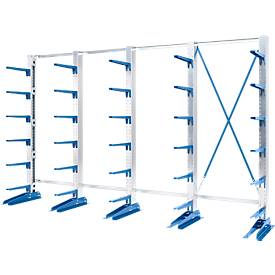 Kragarmregal KRM, einseitig, 3 Regalhöhen und -längen, Kragarmlänge 400 o. 500 mm