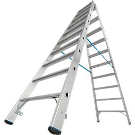 KRAUSE STABILO Doppelleiter R13 2x10 Stufen, 80 mm Lochbild selbstreinigend, hochfeste Alu-Gelenke, SafetyCap