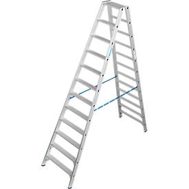 KRAUSE STABILO Doppelleiter R13 2x12 Stufen, 80 mm Lochbild selbstreinigend, hochfeste Alu-Gelenke, SafetyCap