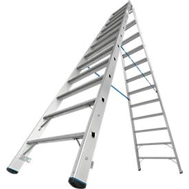 KRAUSE STABILO Doppelleiter R13 2x12 Stufen, 80 mm Lochbild selbstreinigend, hochfeste Alu-Gelenke, SafetyCap