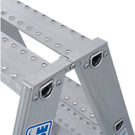 KRAUSE STABILO Doppelleiter R13 2x3 Stufen, 80 mm Lochbild selbstreinigend, hochfeste Alu-Gelenke, SafetyCap