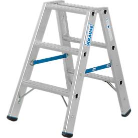 KRAUSE STABILO Doppelleiter R13 2x3 Stufen, 80 mm Lochbild selbstreinigend, hochfeste Alu-Gelenke, SafetyCap