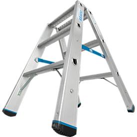 KRAUSE STABILO Doppelleiter R13 2x3 Stufen, 80 mm Lochbild selbstreinigend, hochfeste Alu-Gelenke, SafetyCap