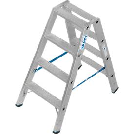 KRAUSE STABILO Doppelleiter R13 2x4 Stufen, 80 mm Lochbild selbstreinigend, hochfeste Alu-Gelenke, SafetyCap