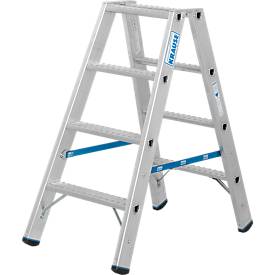KRAUSE STABILO Doppelleiter R13 2x4 Stufen, 80 mm Lochbild selbstreinigend, hochfeste Alu-Gelenke, SafetyCap