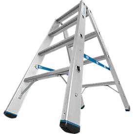 KRAUSE STABILO Doppelleiter R13 2x4 Stufen, 80 mm Lochbild selbstreinigend, hochfeste Alu-Gelenke, SafetyCap